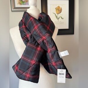 NWT J. Jill Red and Black Plaid Puffy Scarf
